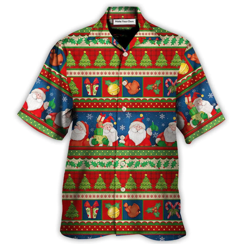 Festive Happy Christmas Hawaiian Shirt Artwork Detail For Tropical Trips And Casual Outings