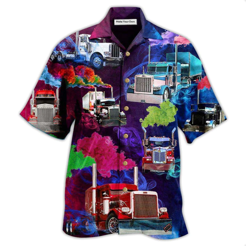 Colorful Truck Smoke Drivers Hawaiian Shirt For Island Vacations And Everyday Style