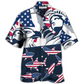 Shark American Independence Day Hawaiian Shirt Artwork View For Coastal Escapes And Resort Style
