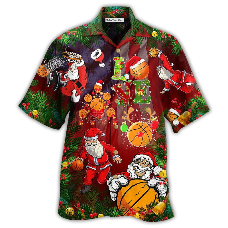 Christmas Basketball Hawaiian Shirt For Beach Vacations Casual Parties And Warm Weather Style
