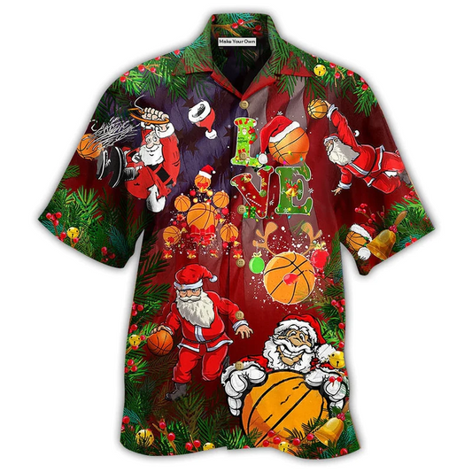 Christmas Basketball Hawaiian Shirt For Beach Vacations Casual Parties And Warm Weather Style