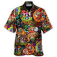 Bohemian Colorful Mushroom Trippy Hawaiian Shirt Pattern Detail For Vacation Travel And Daily Wear