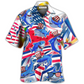 Funny Shark USA Flag Independence Day Hawaiian Shirt For Summer Vacation And Beach Travel