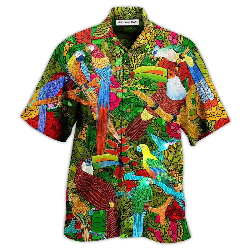 Parrot Sky Hawaiian Shirt Pattern View For Lightweight Everyday Style