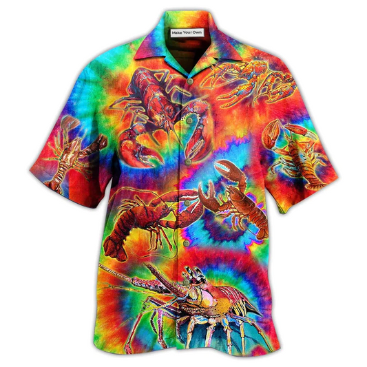 Red Rainbow Shrimp Hawaiian Shirt Artwork Detail For Tropical Trips And Casual Outings