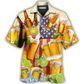 Beer Independence Day American Hawaiian Shirt Artwork Detail For Resort Trips And Outdoor Activities