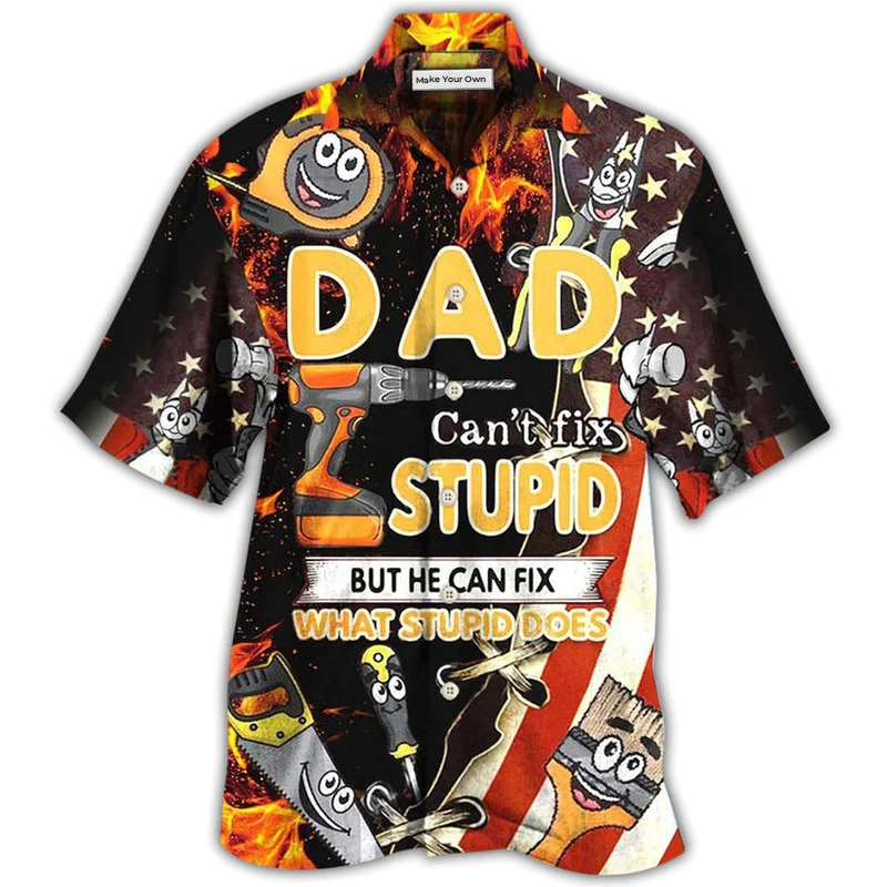 Mechanic Family Dad Fix Stupid Hawaiian Shirt Design Detail For Beach Days And Holiday Travel