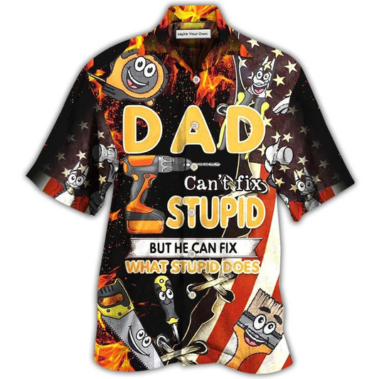 Mechanic Family Dad Fix Stupid Hawaiian Shirt Design Detail For Beach Days And Holiday Travel