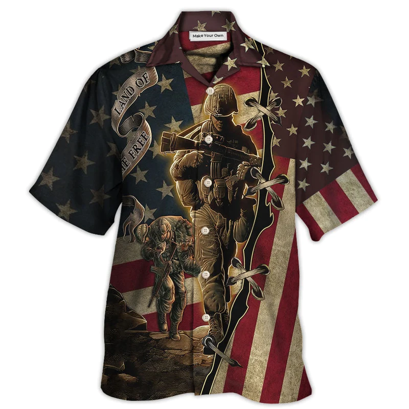 Dark Veteran Proud Memories Hawaiian Shirt Artwork Detail For Resort Trips And Outdoor Activities