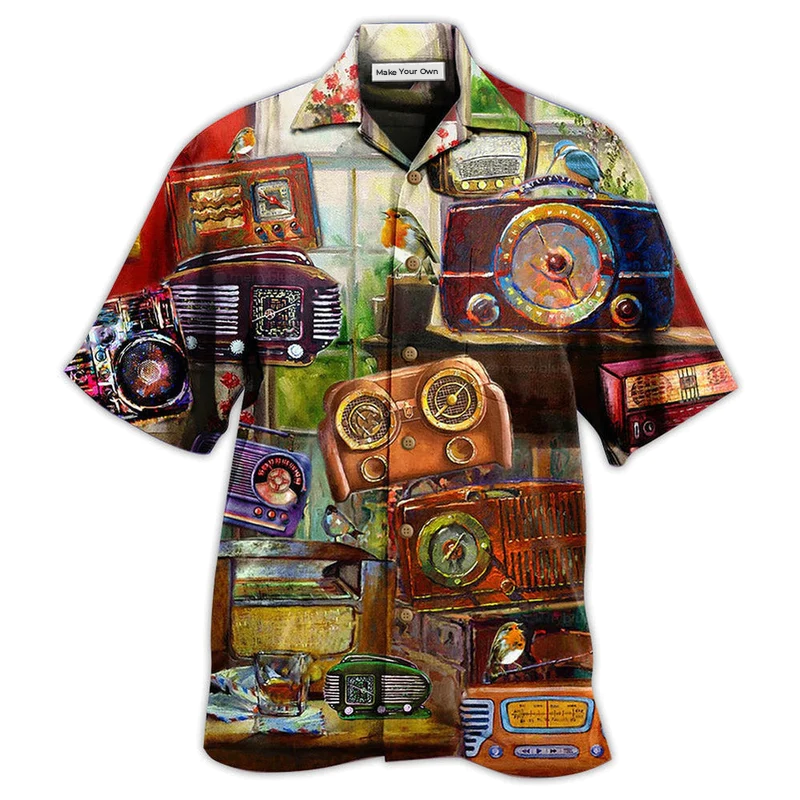 Vintage Radio Hawaiian Shirt For Tropical Parties Vacation Travel And Casual Summer Style