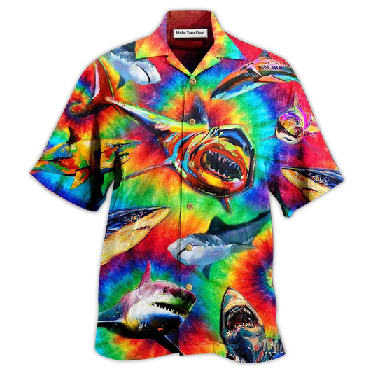 Rainbow Shark Hawaiian Shirt For Resort Getaways And Comfortable Summer Activities