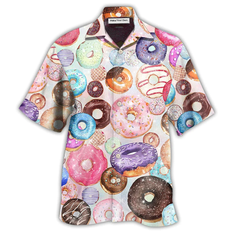 Food Donut Hawaiian Shirt Artwork Detail For Tropical Trips And Casual Outings