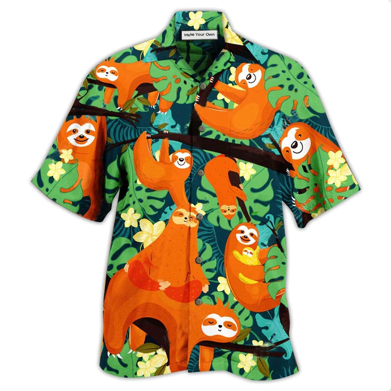 Sloth Hawaiian Shirt For Tropical Getaways Outdoor Fun And Everyday Wear