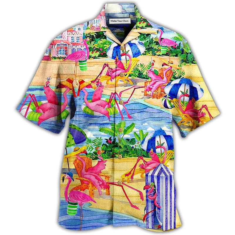 Flamingo Beach Hawaiian Shirt For Beach Parties And Weekend Getaways