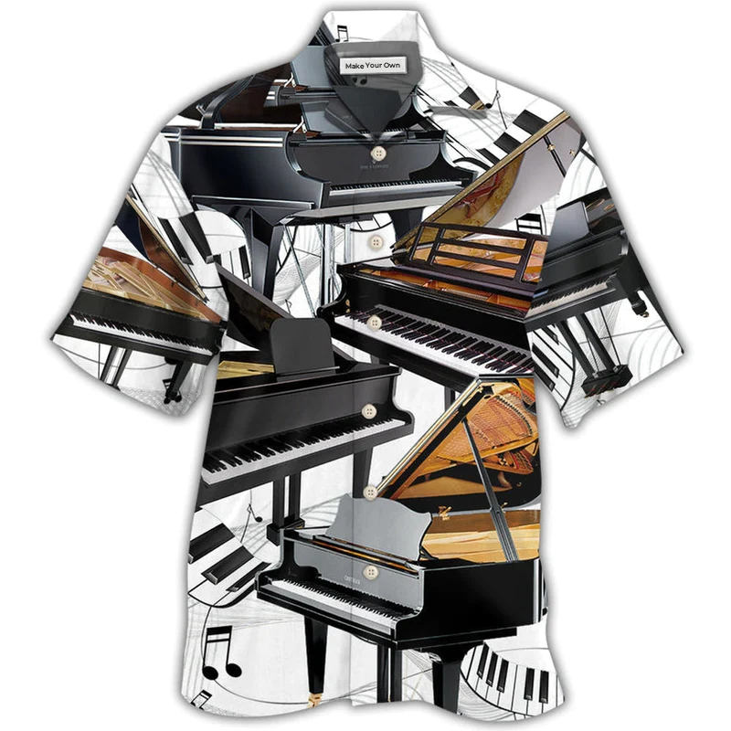 Luxury Piano Hawaiian Shirt Design View For Casual Summer Styling