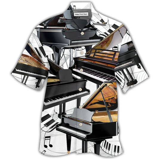 Luxury Piano Hawaiian Shirt Design View For Casual Summer Styling