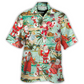 Cheerful Christmas Santa Beach Hawaiian Shirt Graphic Artwork Detail For Outdoor Gatherings
