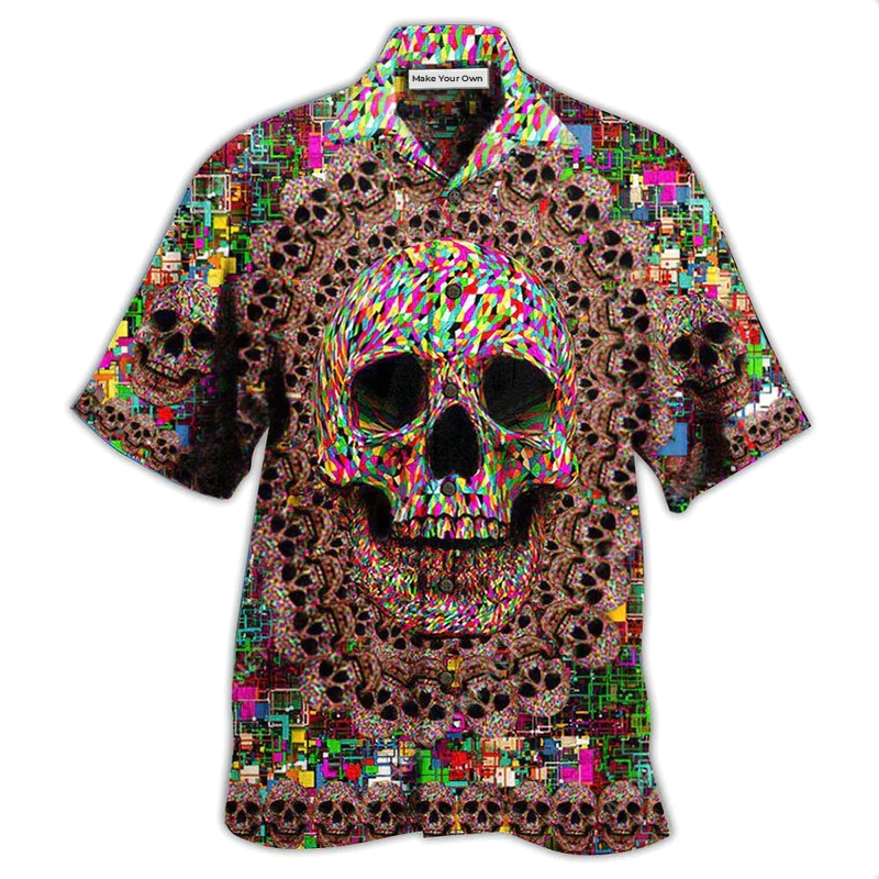 Cute Skull Hawaiian Shirt For Tropical Holiday Resort Parties And Everyday Style