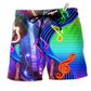 Music Guitar Love Light Neon Hawaiian Print Beach Shorts For Musicians And Outdoor Comfort