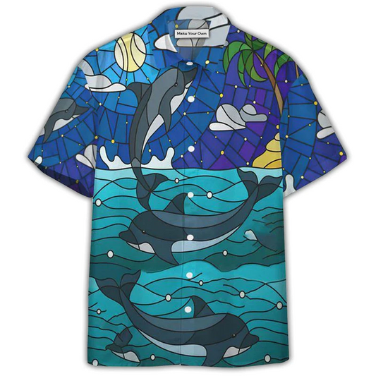 Dolphin Ocean Biology Sea Hawaiian Shirt Design View For Casual Summer Styling