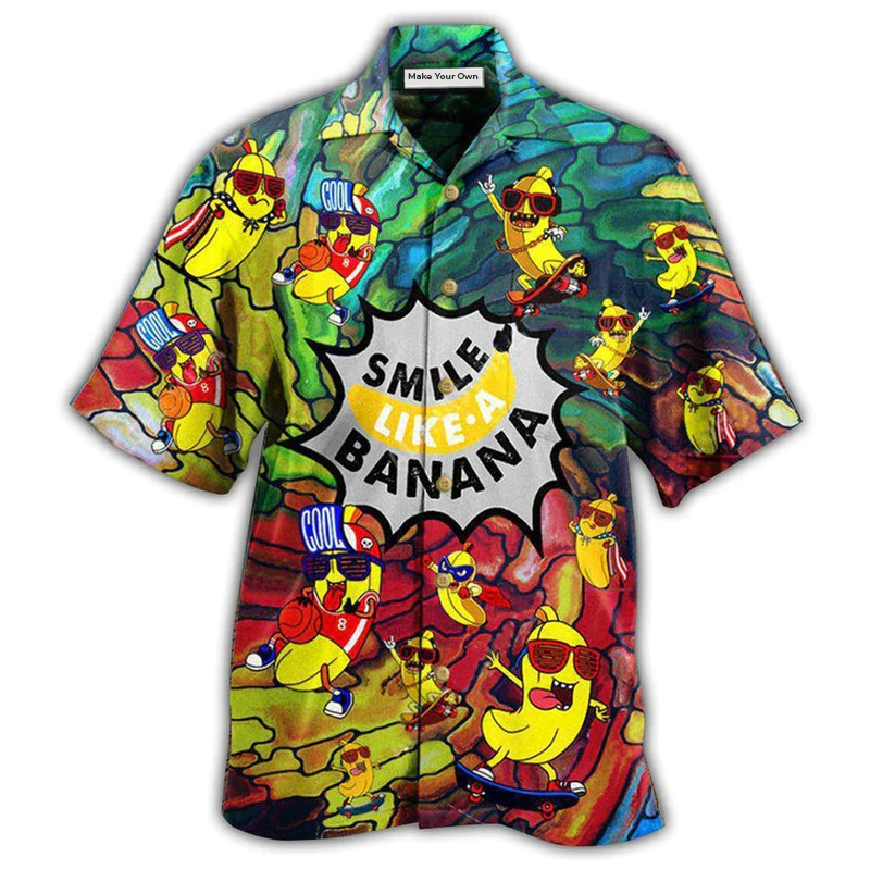 Cute Playful Tropical Fruit Hawaiian Shirt For Vacation Parties Beach Outings And Relaxed Daily Wear