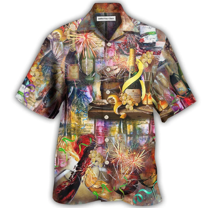 Wine Sparkling Glass Champagne Hawaiian Shirt For Coastal Adventures And Warm Weather Wear