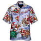 Christmas Santa Hawaiian Shirt Print Closeup For Coastal Travel
