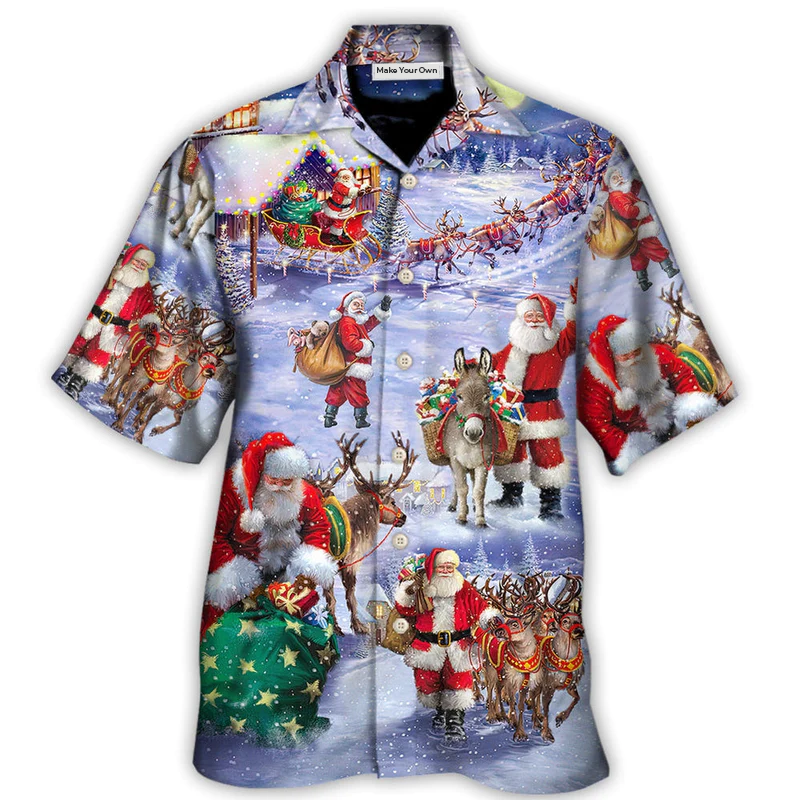 Christmas Santa Hawaiian Shirt Print Closeup For Coastal Travel