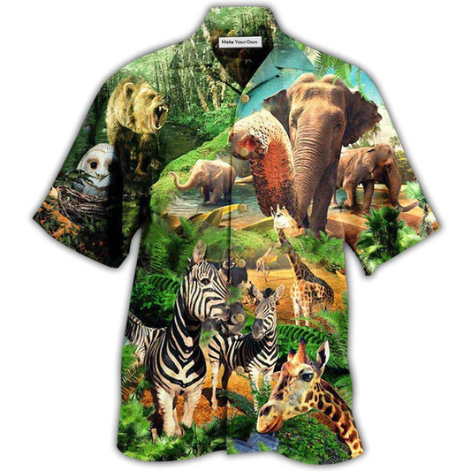Wildlife Hawaiian Shirt For Resort Travel Summer Outings And Casual Gatherings