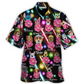 Neon Floral Funny Dog Hawaiian Shirt For Tropical Holidays, Outdoor Gatherings, And Everyday Comfort