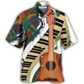 Vintage Classic Guitar Hawaiian Shirt Artwork View For Weekend Travel And Beach Style