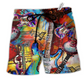 Music Guitar Beach Shorts For Beach Days And Bright Seasonal Outfits
