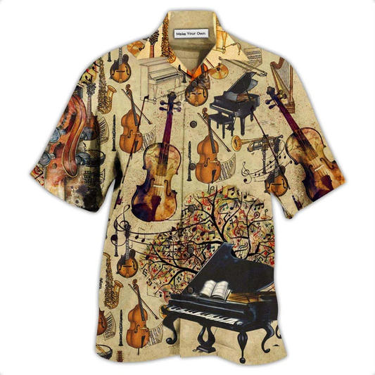 Music Notes Hawaiian Shirt For Resort Getaways Summer Adventures And Casual Gifting