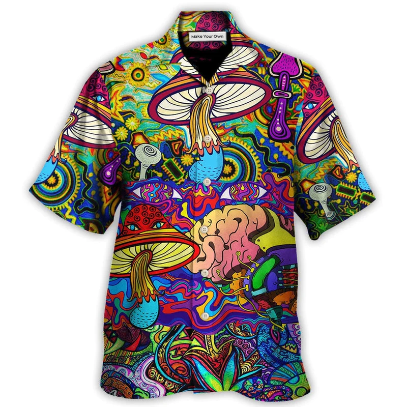 Bohemian Colorful Mushroom Hawaiian Shirt For Warm Weather Adventures And Everyday Comfort