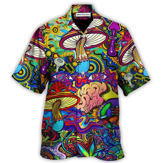 Bohemian Colorful Mushroom Hawaiian Shirt For Warm Weather Adventures And Everyday Comfort