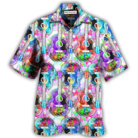 Guitar Hawaiian Shirt Artwork View For Coastal Escapes And Resort Style
