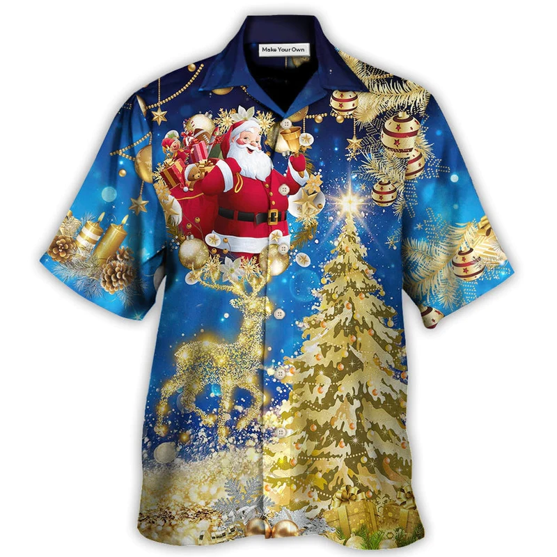 Blue Christmas Tree Hawaiian Shirt For Poolside Relaxation And Sunny Getaways