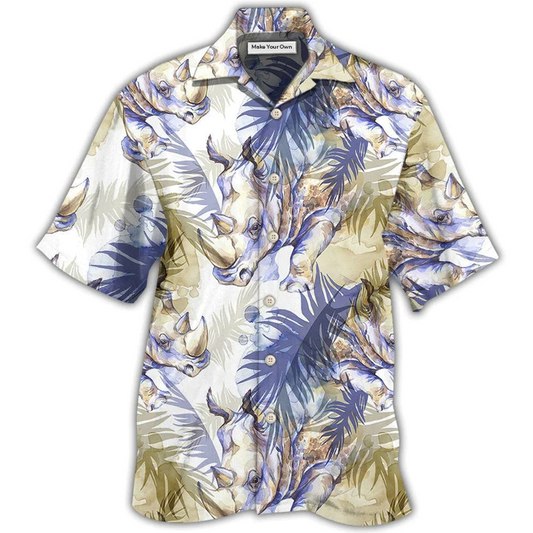 Tropical Rhino Leaf Hawaiian Shirt For Vacation Days And Relaxed Coastal Outings