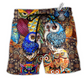 Owl Full Color Love Hawaiian Print Beach Shorts For Relaxed Warm Weather Wear