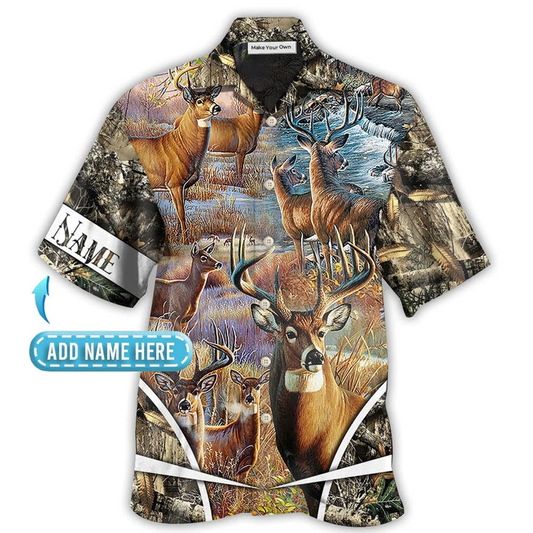 Deer Hunting Forest Personalized Hawaiian Shirt Artwork View For Coastal Escapes And Resort Style