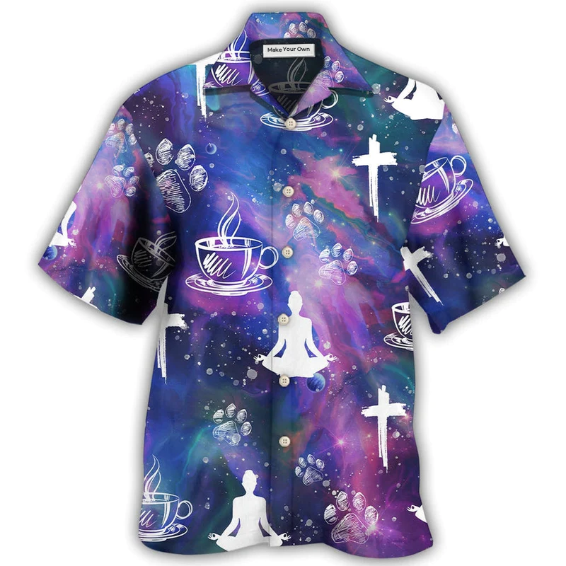 Coffee Faith Dog Yoga Hawaiian Shirt For Resort Getaways And Comfortable Summer Activities
