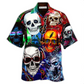 Skull And Guitar Hawaiian Shirt For Summer Events Coastal Travel And Comfortable Styling