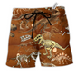 Dinosaur T Rex Skull Hawaiian Print Beach Shorts For Striking Resort Looks