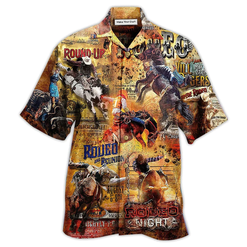 Cowboy Rodeo Sport Hawaiian Shirt Design View For Casual Summer Styling