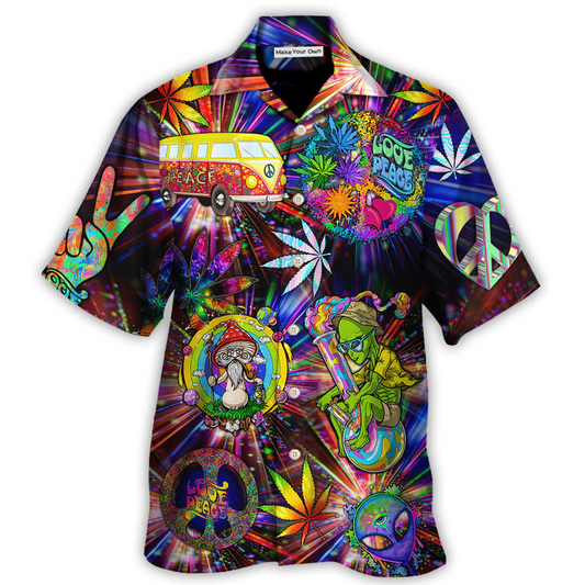Bohemian Colorful Neon Alien Peace Amazing Hawaiian Shirt For Summer Events And Casual Outdoor Wear