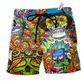 Skull Life Style Color Hawaiian Print Beach Shorts For Fantasy Fan Beach Days