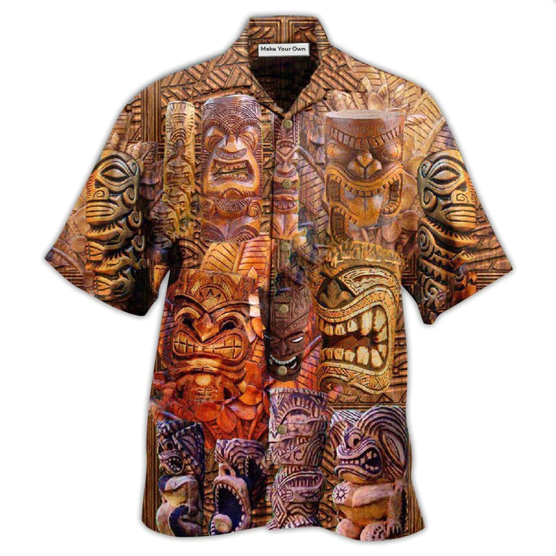 Island Tiki Hawaiian Shirt For Tropical Travel Beach Gatherings And Comfortable Wear