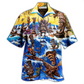 Happy Tiki Surfing Day Bar Hawaiian Shirt Pattern Detail For Vacation Travel And Daily Wear