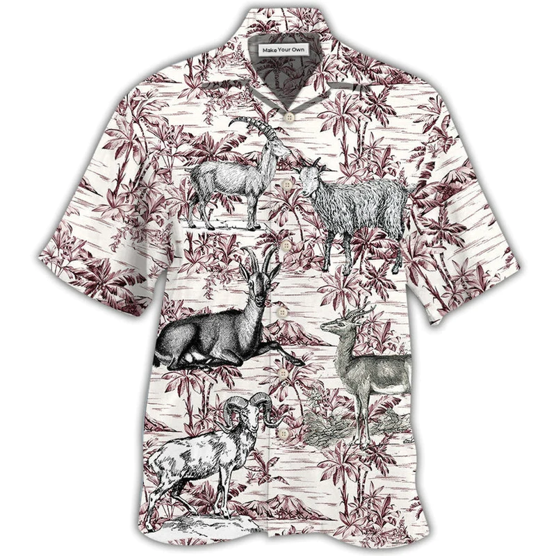 Tropical Goat Hawaiian Shirt Artwork View For Weekend Travel And Beach Style