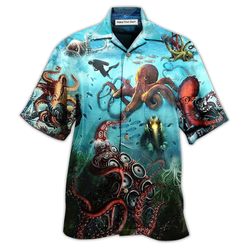 Octopus Protect Ocean Hawaiian Shirt Design Detail For Beach Days And Holiday Travel